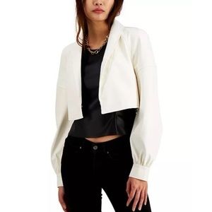 Cropped Faux Leather Blazer